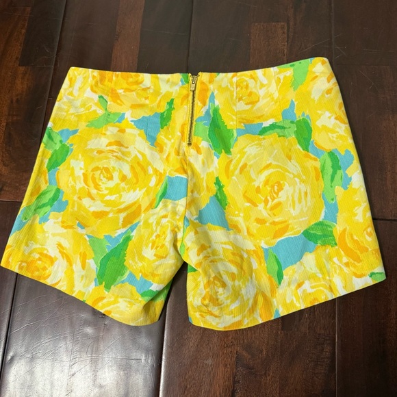 Lilly Pulitzer Sunglow Yellow Rose Short Women’s Size 00 Cotton Zipper Floral - Picture 7 of 8